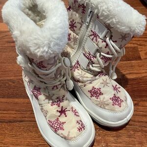 Snowflake little girl Winter snow Boots with Fur Trim